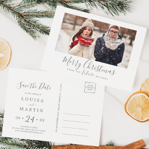Cartes Pour Fêtes Annuelles Minimal Argent Joyeux Noël Enregistrer la Date Pho