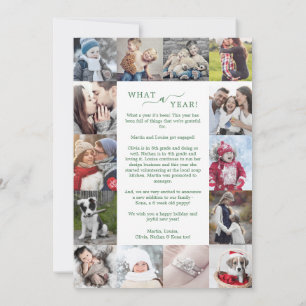 Cartes Pour Fêtes Annuelles Minimal Green What A Year Photo Collage Noël