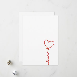 Cartes Pour Fêtes Annuelles Minimal Heart Balloon Love  Line Art Valentine