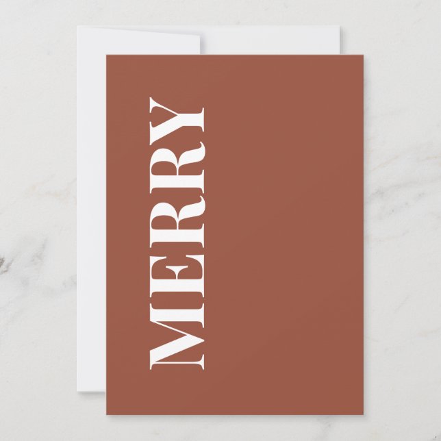 Cartes Pour Fêtes Annuelles Minimal MERRY | Terracotta Holiday Greeting Card (Devant)