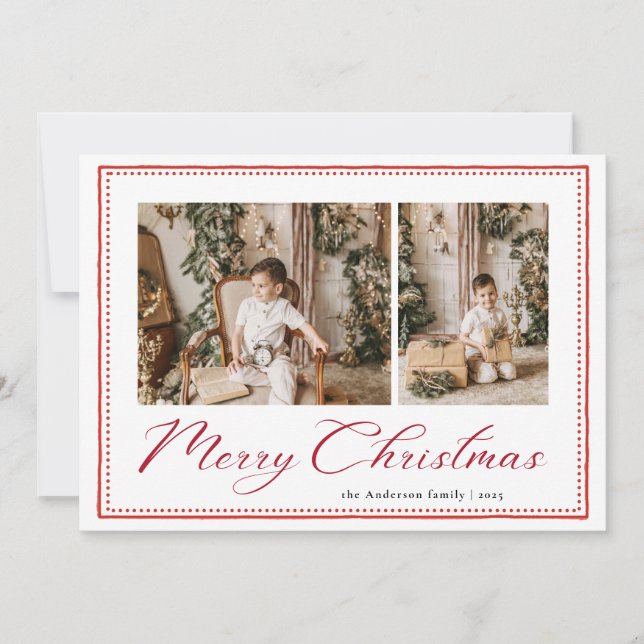 Cartes Pour Fêtes Annuelles Minimal Minimalist Script Merry Christmas Photo (Devant)