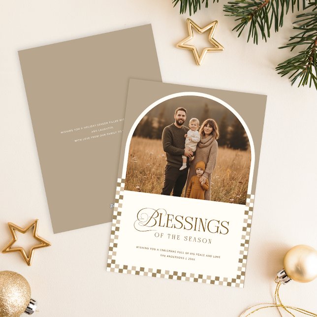 Cartes Pour Fêtes Annuelles Minimal Religious Family Arch Photo Christmas (Créateur téléchargé)