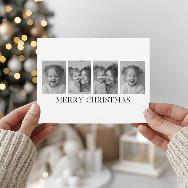 Cartes Pour Fêtes Annuelles Minimalist Black & White Merry Christmas Photo  (Créateur téléchargé)