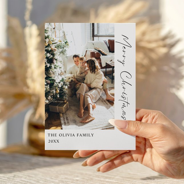 Cartes Pour Fêtes Annuelles Minimalist Boho Photo Christmas Holiday Card (Minimalist Boho Photo Christmas Holiday Card)