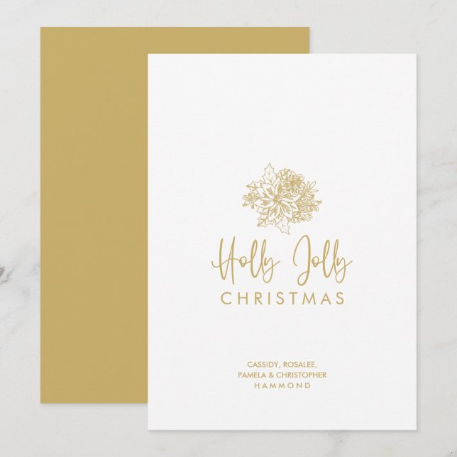 Cartes Pour Fêtes Annuelles Minimalist Christmas Bouquet Script Calligraphy  (Devant / Derrière)