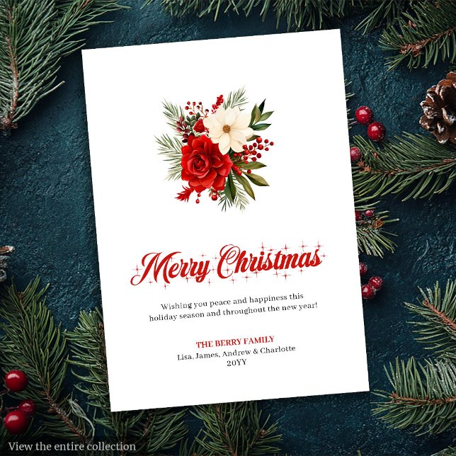 Cartes Pour Fêtes Annuelles Minimalist Red Poinsettia Stylish Greeting Card (Minimalist Red Poinsettia Stylish Greeting Card

)