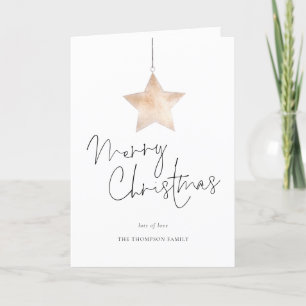 Cartes Pour Fêtes Annuelles Minimalist Star Script Merry Christmas Folded
