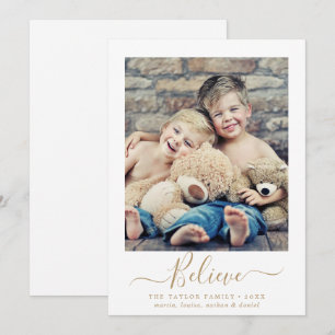 Cartes Pour Fêtes Annuelles Minimaliste Gold Croire Portrait Religieux Photo