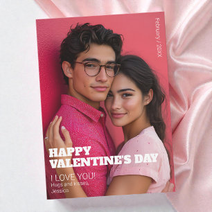 Cartes Pour Fêtes Annuelles Minimaliste Happy Valentine I Love You Couple Phot