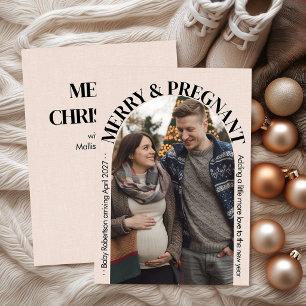 Cartes Pour Fêtes Annuelles Minimaliste Joyeuse et Enceinte Photo d'Arche de N