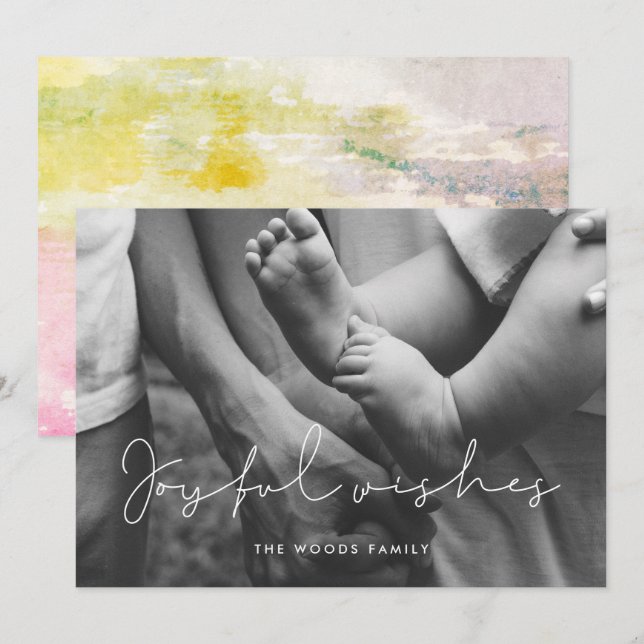 Cartes Pour Fêtes Annuelles Minimaliste Joyeux voeux superposer photo (Devant / Derrière)