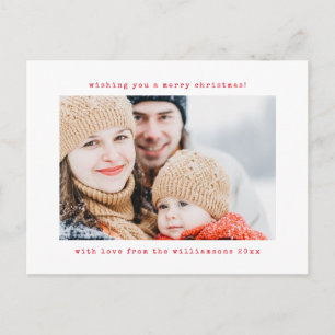 Cartes Pour Fêtes Annuelles Minimaliste Machine à Écrire Rétro Deux Photo Noël