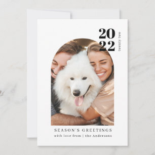 Cartes Pour Fêtes Annuelles Minimaliste moderne Arc rose Couple Chien photo am