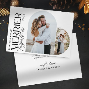 Cartes Pour Fêtes Annuelles Minimaliste Noël de mariage Merrier Together
