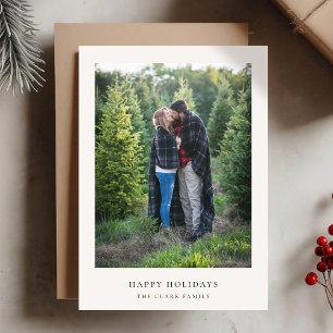 Cartes Pour Fêtes Annuelles Minimaliste Noël Élégant Chic Simple Photo Rouge