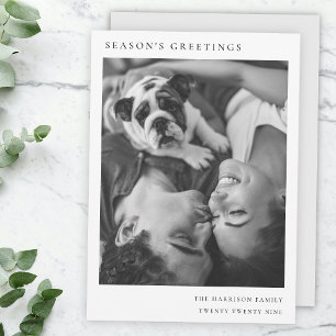 Cartes Pour Fêtes Annuelles Minimaliste noir et blanc Simple photo de Noël