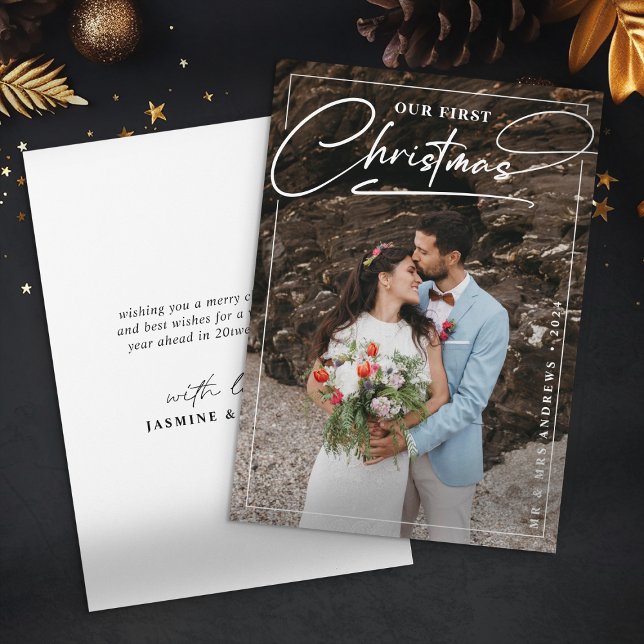 Cartes Pour Fêtes Annuelles Minimaliste Notre premier Noël en tant que Mr & Mr (Créateur téléchargé)