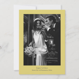 Cartes Pour Fêtes Annuelles Minimaliste Retro Photo Jaune Couple Marié
