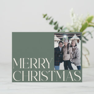 Cartes Pour Fêtes Annuelles Minimaliste Vintage Vert Sauge Deux Photo Noël