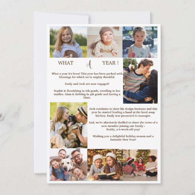 Cartes Pour Fêtes Annuelles Minimaliste What A Year Photo Collage Noël (Devant)