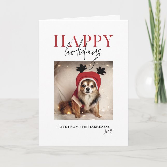 Cartes Pour Fêtes Annuelles Minimisez la photo de votre chien d'animaux domest (Devant)