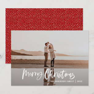 Cartes Pour Fêtes Annuelles minimum moderne 1 photo script rouge Noël