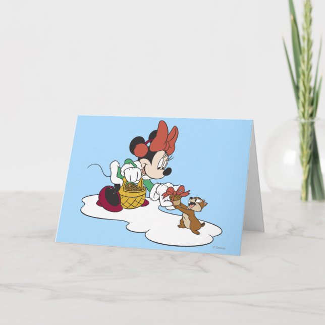 Cartes Pour Fêtes Annuelles Minnie avec un Chipmunk (Devant)