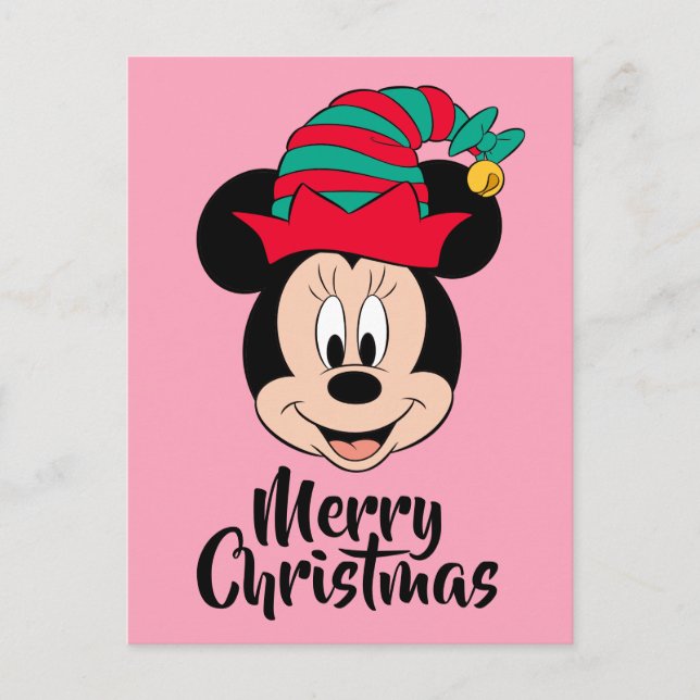Cartes Pour Fêtes Annuelles Minnie Mouse | Chapeau d'Elfe de Noël (Devant)