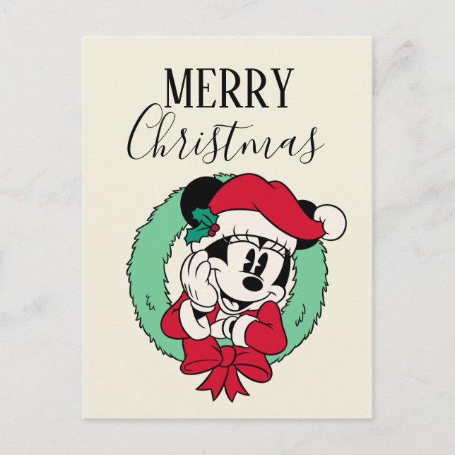 Cartes Pour Fêtes Annuelles Minnie Mouse | Couronne de fêtes mignonne (Devant)