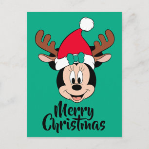 Cartes Pour Fêtes Annuelles Minnie Mouse   Oreilles de Renne & Chapeau de Père