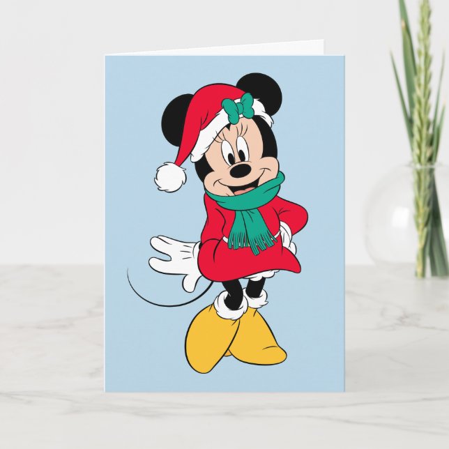 Cartes Pour Fêtes Annuelles Minnie Mouse | Tenue d'Hiver (Devant)