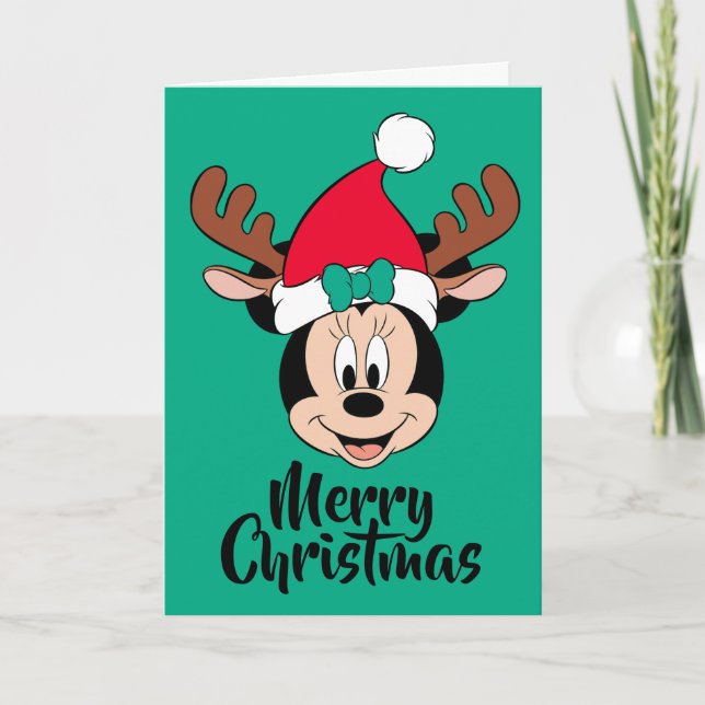 Cartes Pour Fêtes Annuelles Minnie | Reindeer Ears & Santa Hat (Devant)