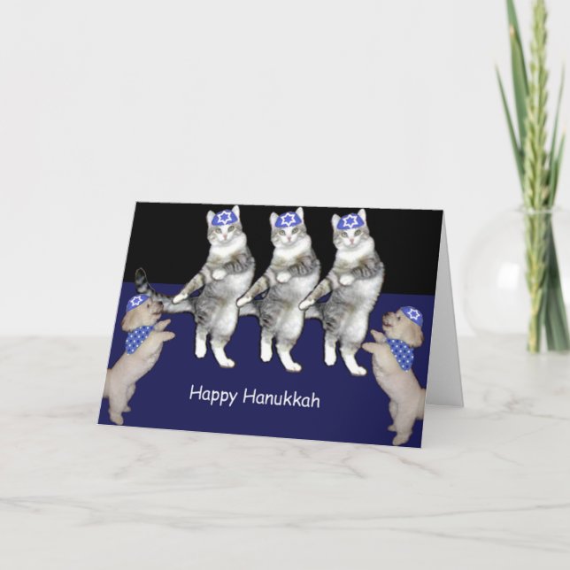 Cartes Pour Fêtes Annuelles Minous de Hanoukka de danse (Devant)