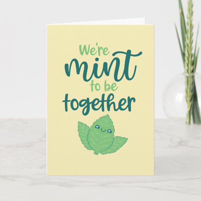 Cartes Pour Fêtes Annuelles Mint To Be Together Herb Pun Funny Valentine's Day (Devant)