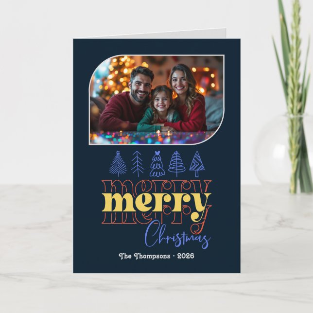 Cartes Pour Fêtes Annuelles Minuit Starbust Main Drary Christmas Photo (Devant)
