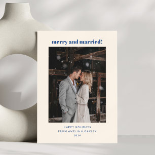 Cartes Pour Fêtes Annuelles Minuscule Bleu Joyeux Marié Photo de Noël