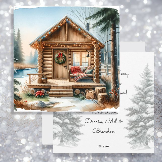 Cartes Pour Fêtes Annuelles Minuscule Cabine de journaux dans les Bois d'hiver (Créateur téléchargé)