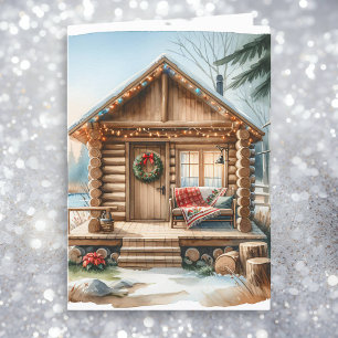 Cartes Pour Fêtes Annuelles Minuscule Cabine de journaux dans les Bois d'hiver