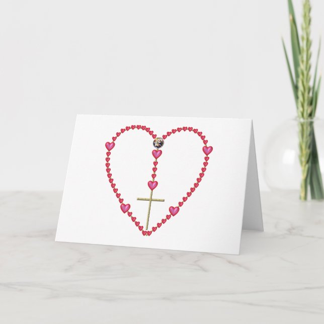 Cartes Pour Fêtes Annuelles Minuscule coeur Rosaire (Devant)