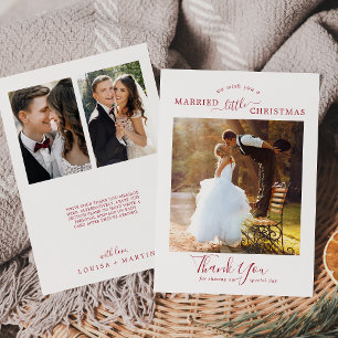 Cartes Pour Fêtes Annuelles Minuscule Noël Marié Rouge 3 Pic Merci