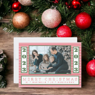 Cartes Pour Fêtes Annuelles Minuscule Pin Stripe Noël Année photo