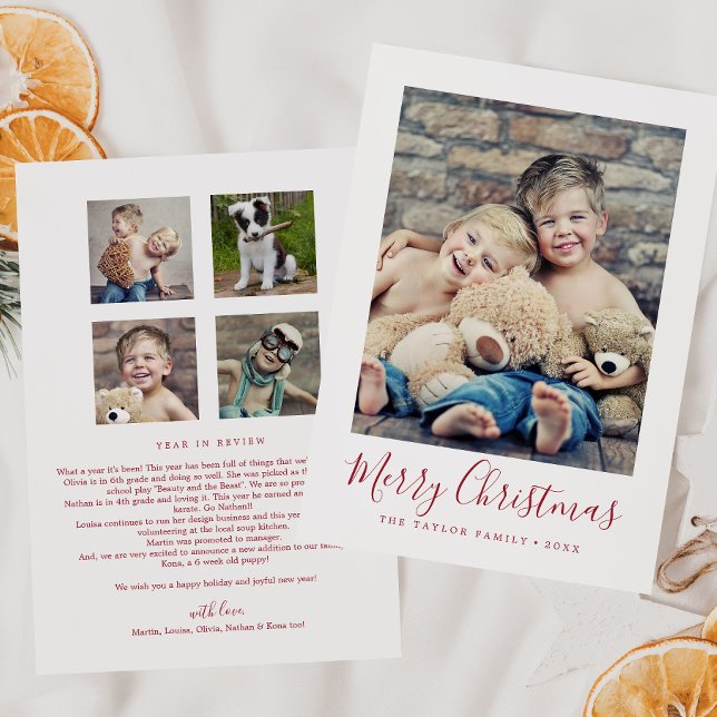 Cartes Pour Fêtes Annuelles Minuscule Rouge Joyeux Noël Famille Nouvelles Port (Créateur téléchargé)