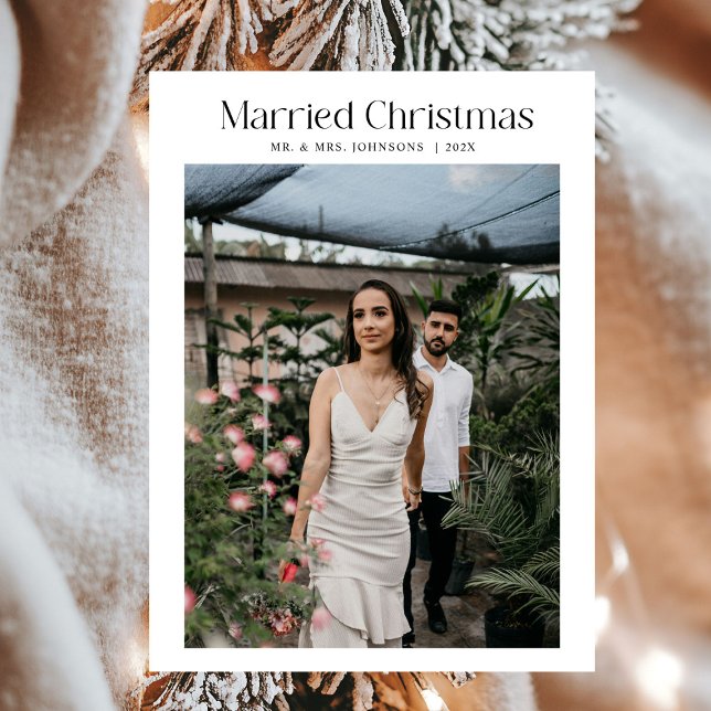 Cartes Pour Fêtes Annuelles Minuscules mariés Noël Photo Nouveaux mariés (Créateur téléchargé)
