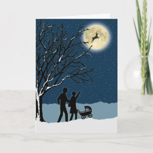 Cartes Pour Fêtes Annuelles Miracles de Noël pour la famille, cerfs dans la lu