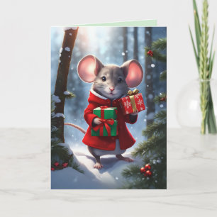 Cartes Pour Fêtes Annuelles Miss Mousie Portant Des Cadeaux