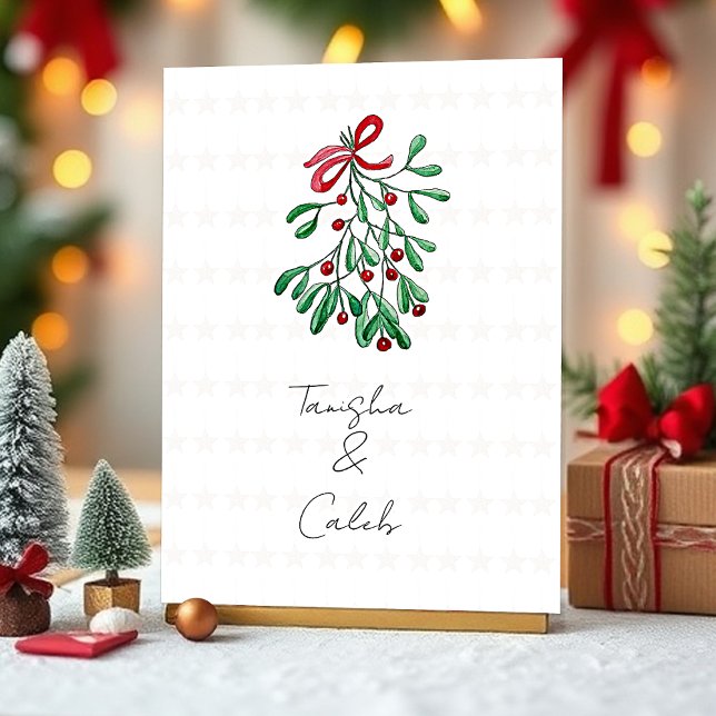 Cartes Pour Fêtes Annuelles Mistletoe aux baies rouges (Créateur téléchargé)