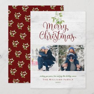 Cartes Pour Fêtes Annuelles Mistletoe Bois rustique Joyeux Noël 2 Photo