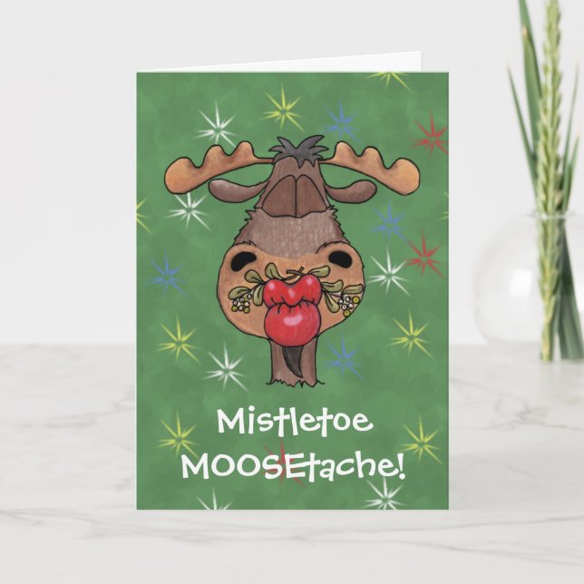 Cartes Pour Fêtes Annuelles Mistletoe MOOSEtache (Devant)