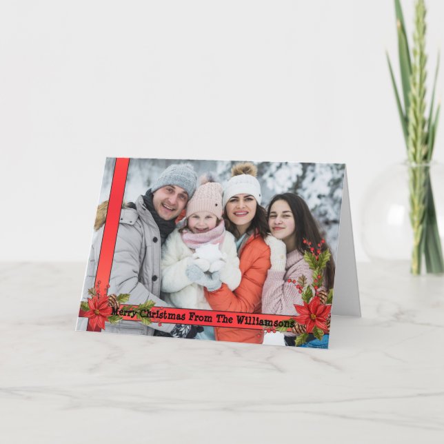 Cartes Pour Fêtes Annuelles Mistletoe rouge à ruban photo (Devant)