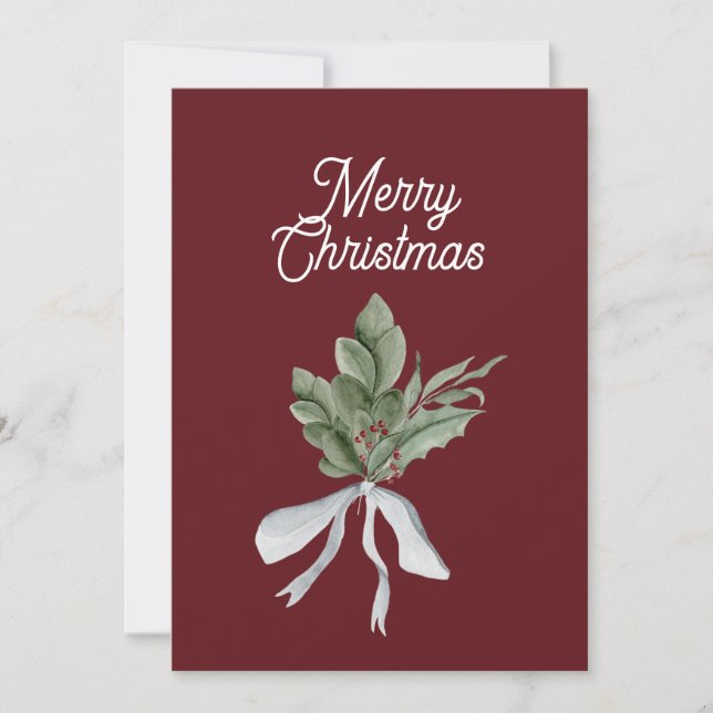 Cartes Pour Fêtes Annuelles Mistletoe vert de Noël Personnalisé (Devant)